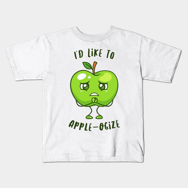 Green Apple Apologize Kids T-Shirt by mikailain